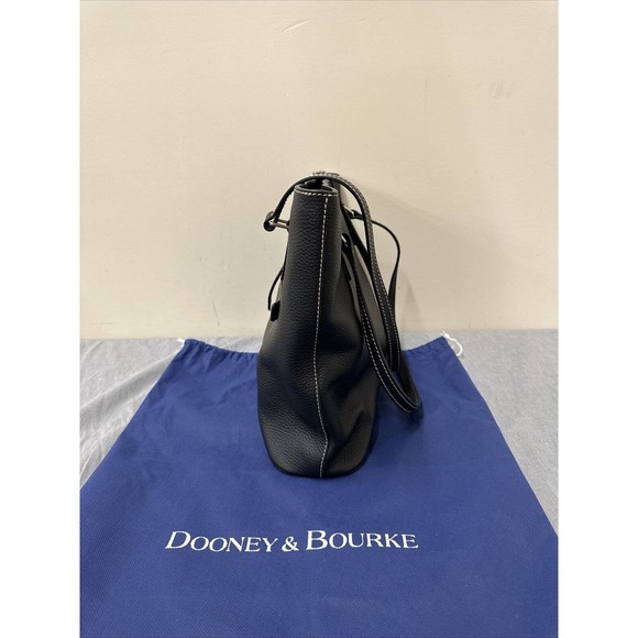 Dooney & Bourke Black on Black Pebble Leather Shopper Tote Bag Purse FS Charity - Picture 3 of 16